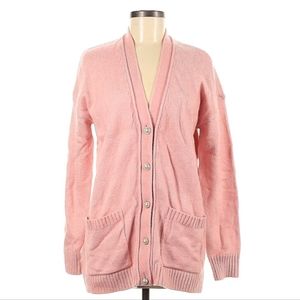 Ann Taylor Baby Pink Oversized Pearl Button Cardigan